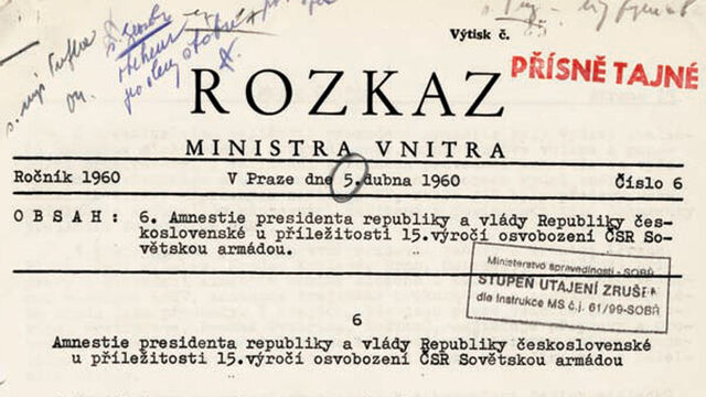 Rozkaz ministra vnitra Rudolfa Baráka z 5. dubna 1960. Zdroj: Ústav pro studium totalitních režimů