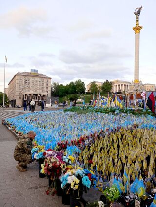 Majdan Nezávislosti v Kyjevě – tryzna za padlé. Foto: Jan Blažek