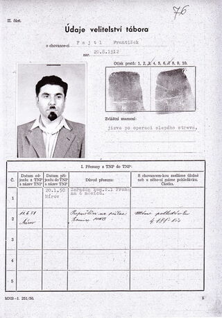 Evidenční karta Františka Fajtla z Mírova Zdroj: Vojenský historický ústav