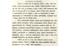 Záznam v kronice železniční stanice Dvory o posledním organizovaném transportu Němců z Československa, který odjel 29. října 1946. Rozkaz k jeho vypravení vydal ministr vnitra Václav Nosek. Zdroj: kronika železniční stanice Dvory.