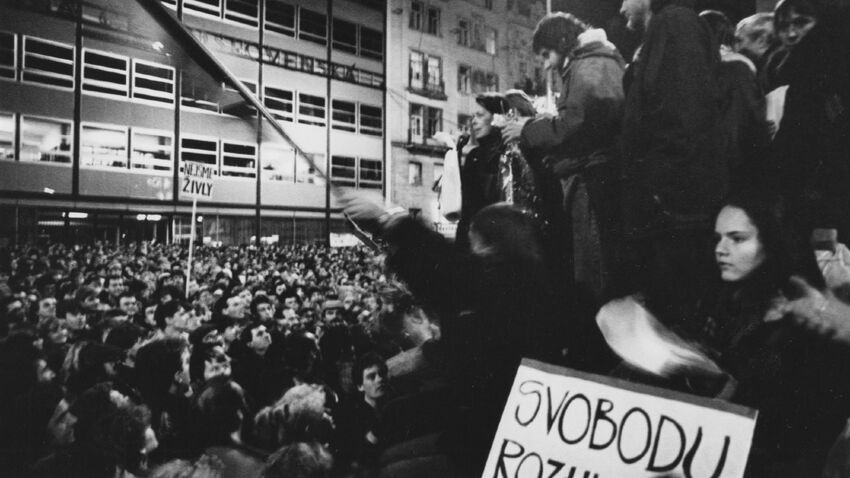 Demonstrace na náměstí Svobody v Brně.