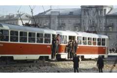 Centrum v dopravní špičce, Barnaul, Sibiř, SSSR, 1973