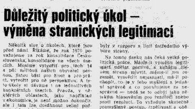 Rudé právo o výměně stranických legitimací