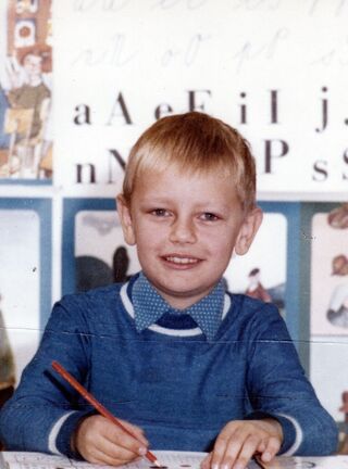 Pavel Pandolarovský během prvního školního dne, 1983