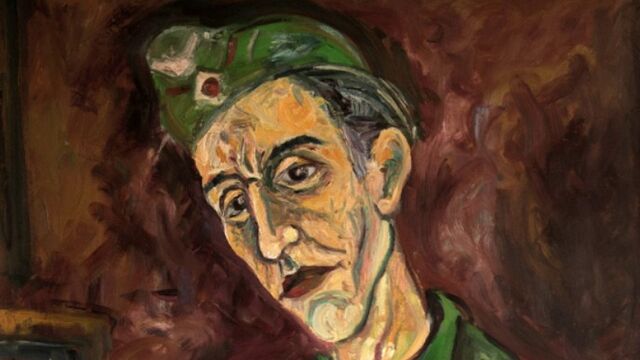 Wilhelm Hager: autoportrét v uniformě, detail. Zdroj: Galerie umění Karlovy Vary.