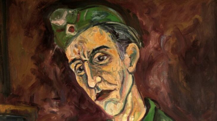 Wilhelm Hager: autoportrét v uniformě, detail. Zdroj: Galerie umění Karlovy Vary.