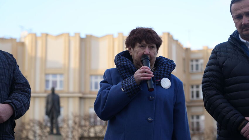 Během vernisáže výstavy promluvila Marie Ryšavá, dcera politického vězně Josefa Vaníčka zastřeleného v Leopoldově. Foto: Michal Homola