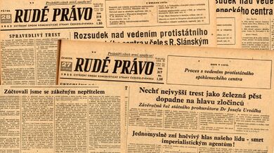 Rudé právo informuje o procesu s takzvaným spikleneckým centrem Rudolfa Slánského. 