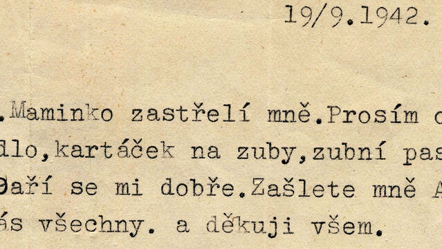 Dopis Anny Malinové rodině. Zdroj: Archiv pamětnice