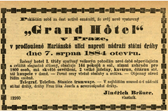 Otevření hotelu, Národní listy, 5. 8. 1884