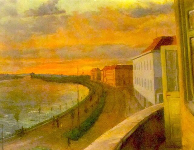 Obraz nábřeží v Užhorodu. Zdroj: archiv pamětníka Františka Hroníka, Paměť národa