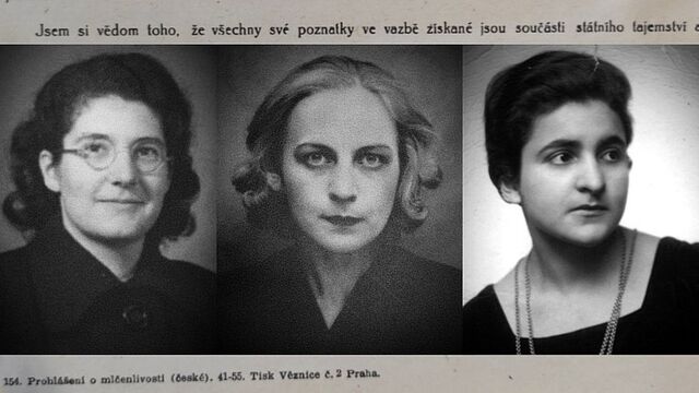 Tři nejdéle vězněné manželky mužů obviněných v „Procesu s protistátním spikleneckým centrem vedeným Rudolfem Slánským“ (zleva): Marian Šlingová (28 měsíců), Lída Clementisová (22 měsíců) a Fritzi Löblová (6 měsíců). Při propuštění z vazby musely podepsat prohlášení o mlčenlivosti o průběhu vazby.