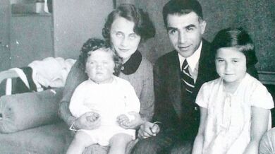 Sestra Karmela, rodiče Kateřina a Bedřich, Maud Stecklmacherová. Prostějov, asi 1935. Zdroj: archiv Maud Beerové